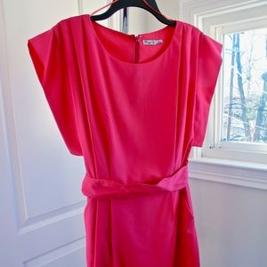 Eliza J Pink Drape Sleeve Belt Dress